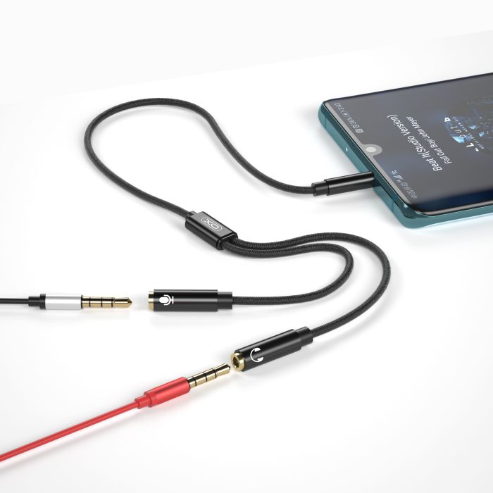 Кабель XO NB-R197 Кабель 3.5mm*3.5mm NB-R197 2-in-1 Чорний