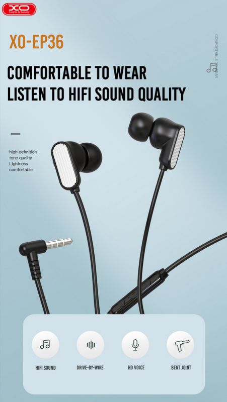 Навушники дротові 3.5 mm EP36 in-ear 1.2m