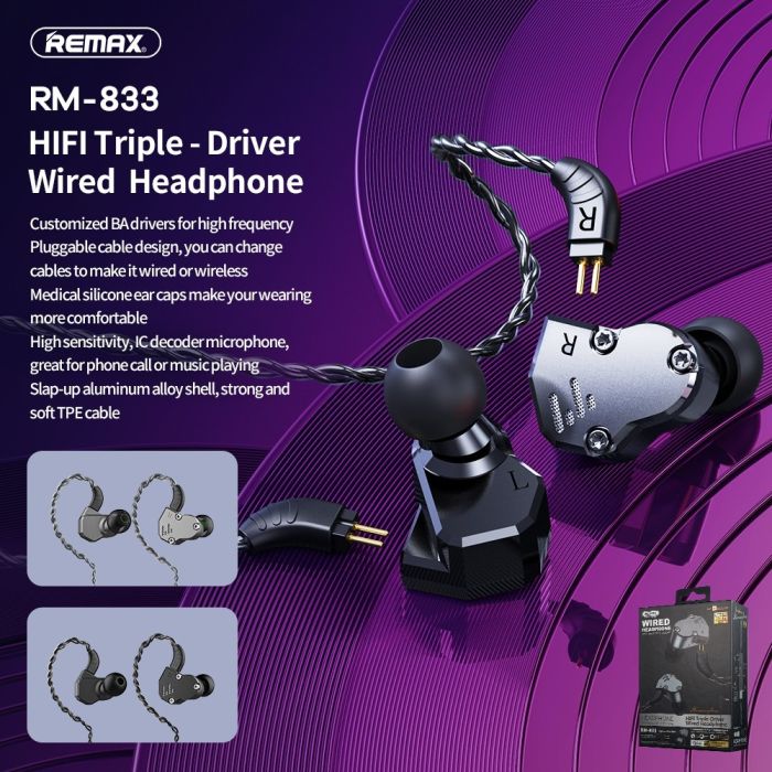 Навушники дротові 3.5 mm REMAX RM-833