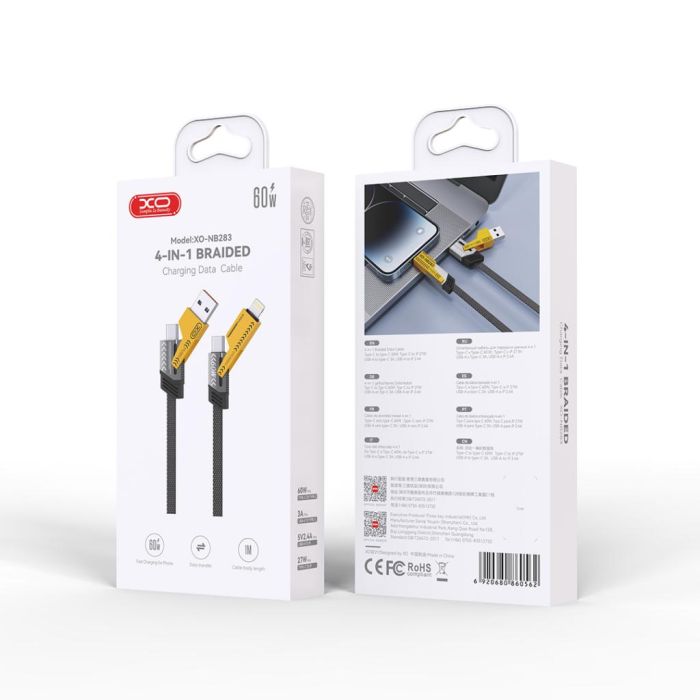 Кабель XO NB283 USB-A Lightning Сірий