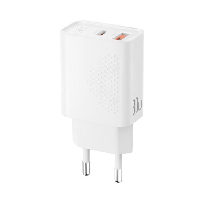 Зарядний пристрій мережевий L163 1USB-A, 1USB-С, White