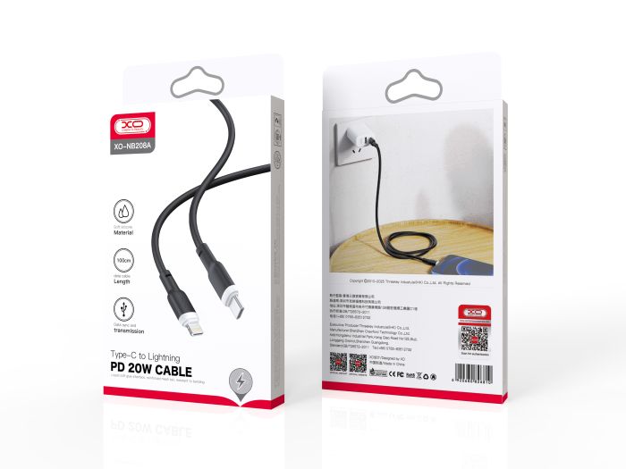 Кабель XO NB208A USB-C Lightning Чорний