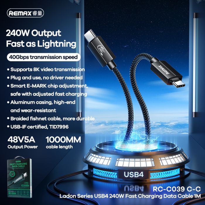 Кабель Remax RC-C039 USB-C USB-C Чорний