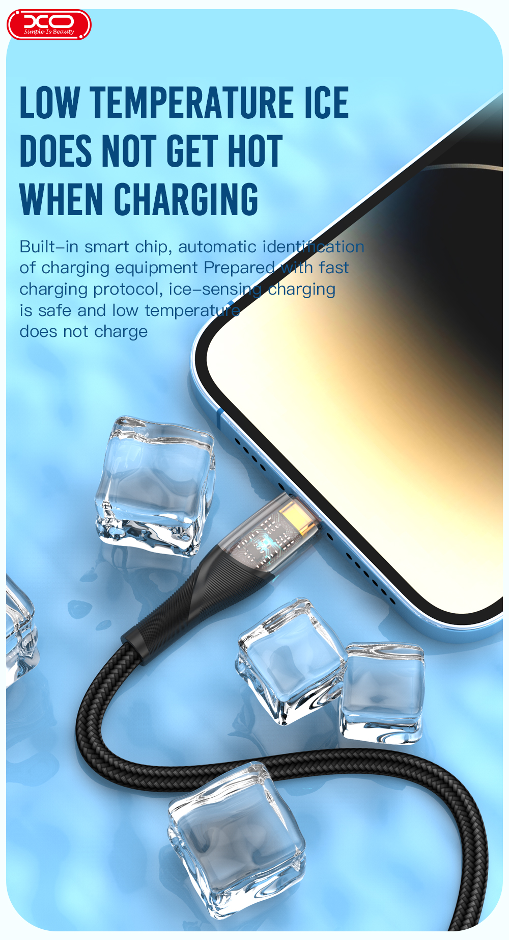 Кабель XO NB-Q223B USB-C USB-C Чорний не нагрівається при роботі